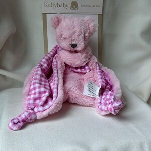 New KellyBaby Pink Bear Rattle with Lovey Security Blanket NWT